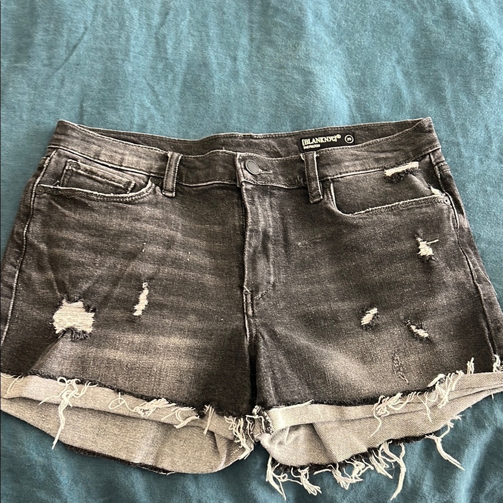 Blank NYC Black Distressed Jean Shorts